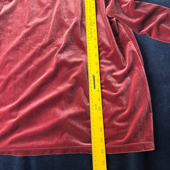 Lands End Womens Burgundy/Rose Velvet Long Sleeve | Size XS | Cottage Elegant - Picture 6 of 7